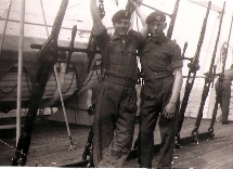 Joe Tippett and Dave Allen on HMT Empire Clyde Feb 1954
