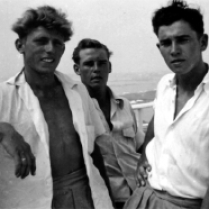 Phil Taylor, Bill Edwards, Editor at Warwick Camp on leave 1955